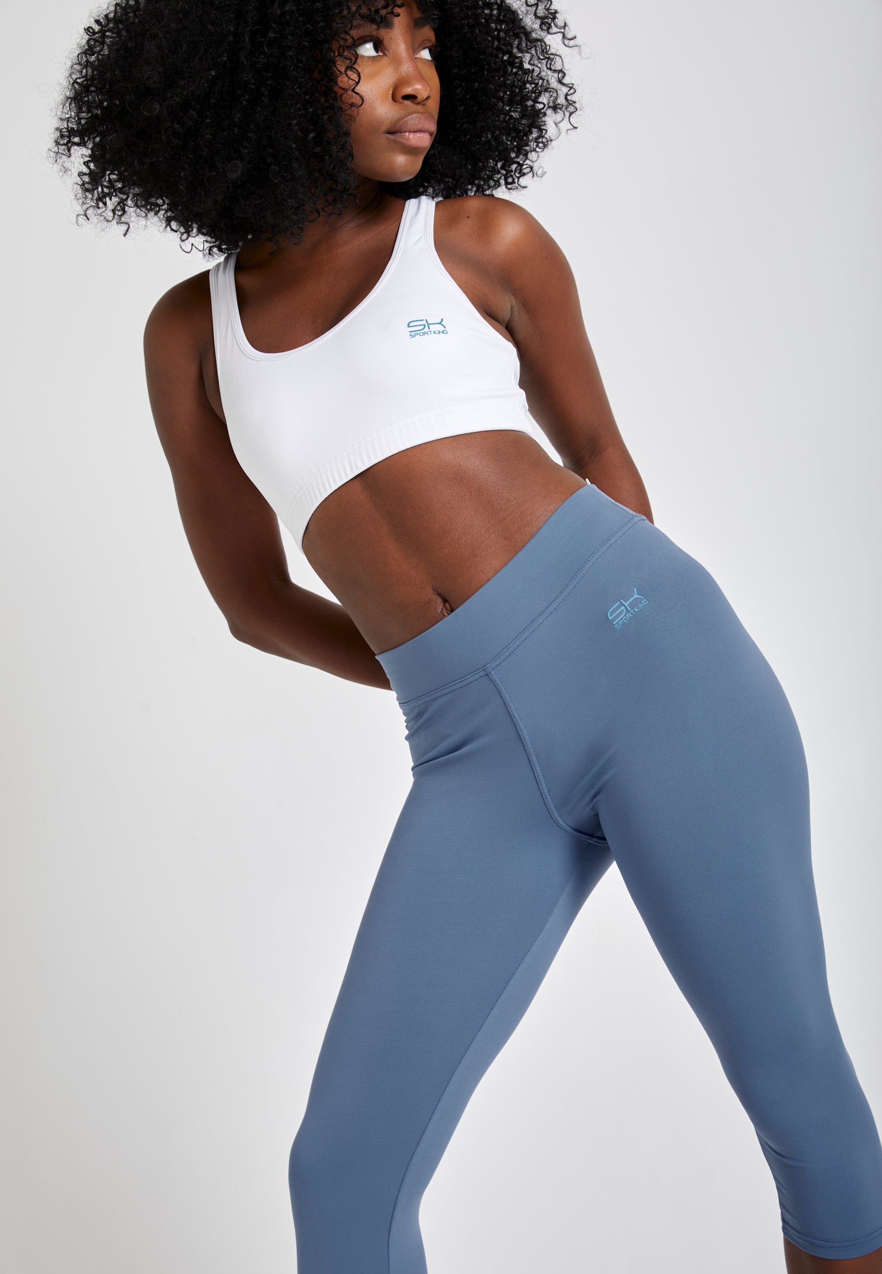 Legging de sport 3 4 gris bleu SK SPORTKIND