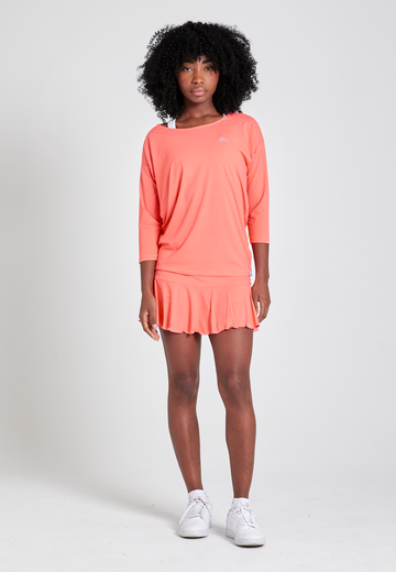 Mädchen & Damen Tennis 3/4 Loose Fit Shirt, apricot von SPORTKIND