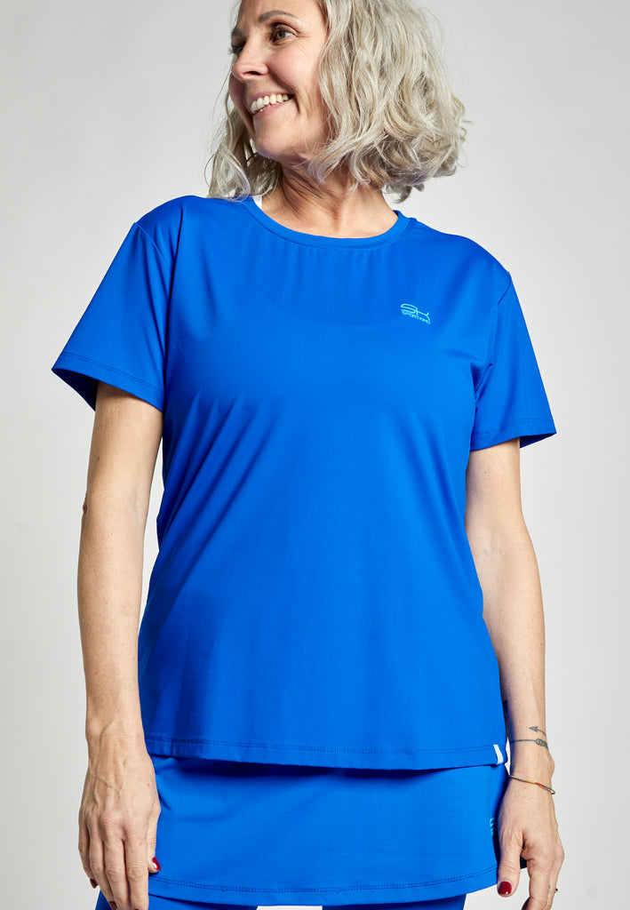 Mädchen & Damen Tennis Loose Fit T-Shirt Kurzarm, kobaltblau von SPORTKIND