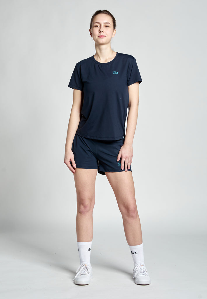 Mädchen & Damen Tennis Loose Fit T-Shirt Kurzarm, navy blau von SPORTKIND