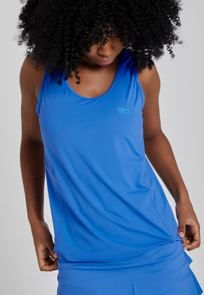 Mädchen & Damen Tennis Loose Fit Tanktop Basic, kornblumen blau von SPORTKIND