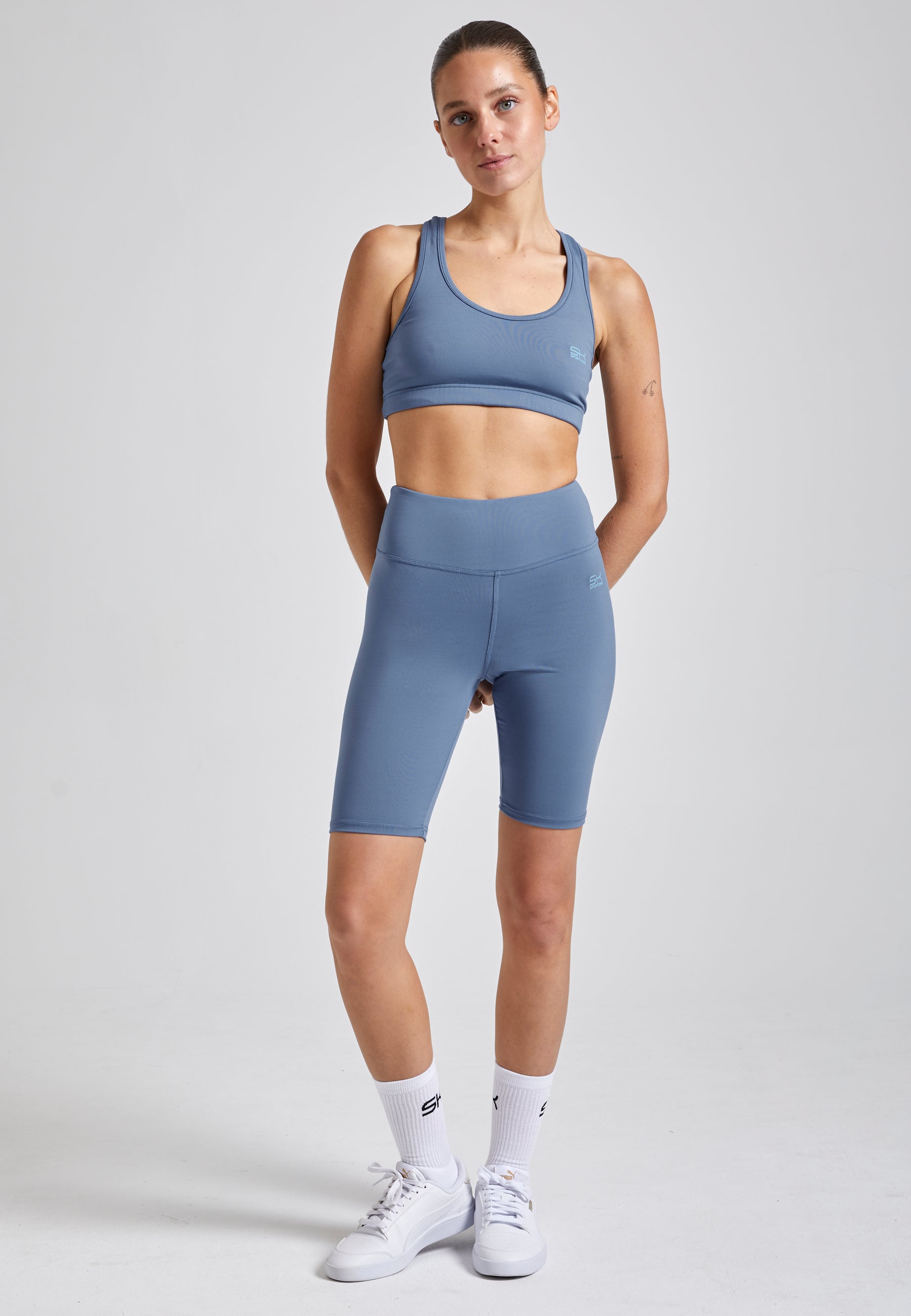 Tennis leggings with pockets long, gray blue – SK SPORTKIND