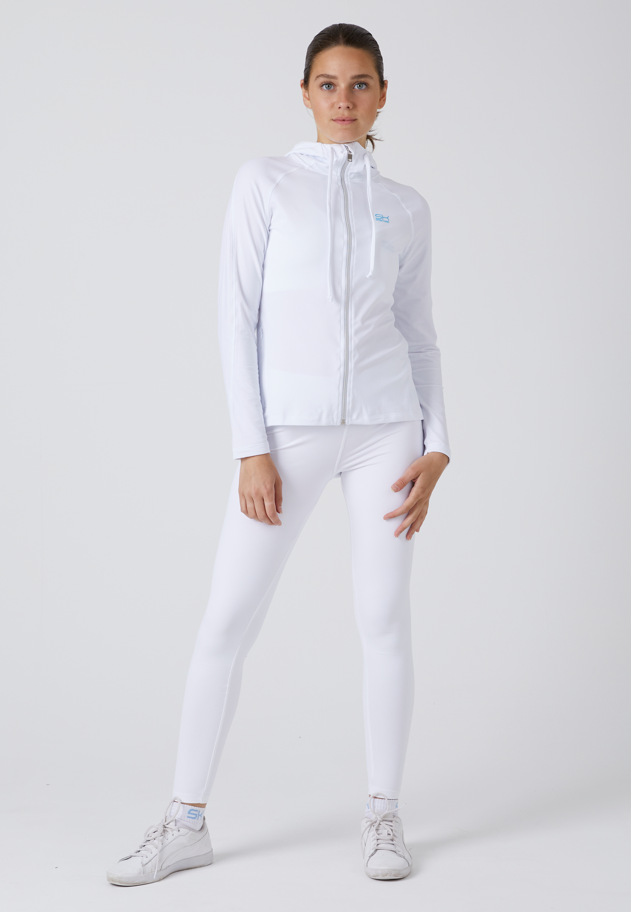 Mädchen & Damen und Gender Tennis Joggingjacke mit Kapuze, weiß von SPORTKIND
