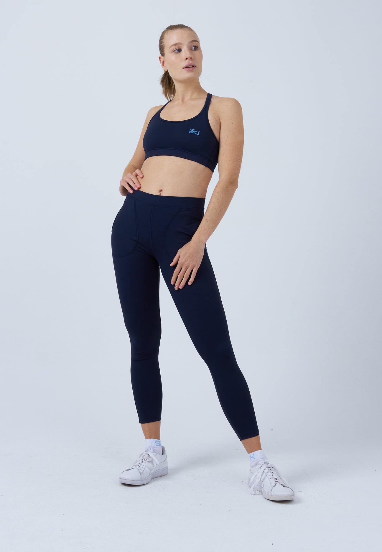 Mädchen & Damen und Gender Tennis Leggings mit Taschen lang, navy blau von SPORTKIND